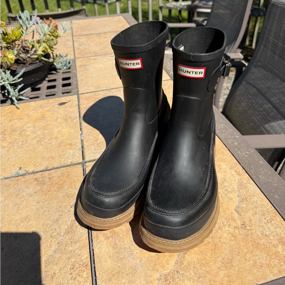 Hunter Mens Original Ankle Chelsea Boots US 12 black Waterproof Rubber EUC